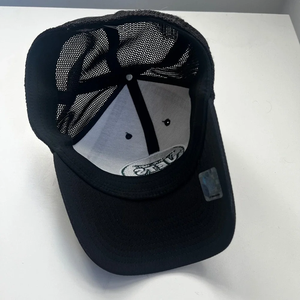 Reebok New York Jets NFL Trucker Hat Black Green Mesh Back Cap